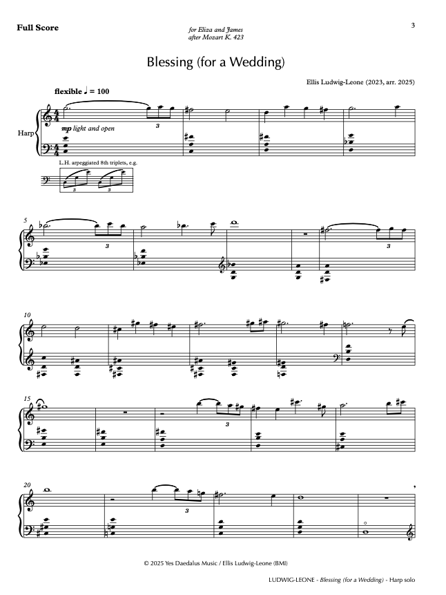 Solo: harp - Blessing (for a Wedding)