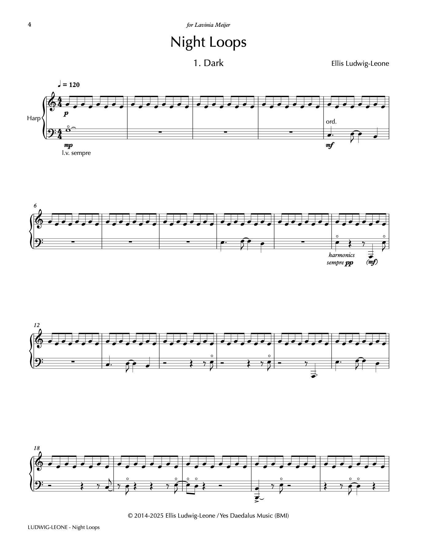 Solo: harp - Night Loops (solo acoustic harp version)