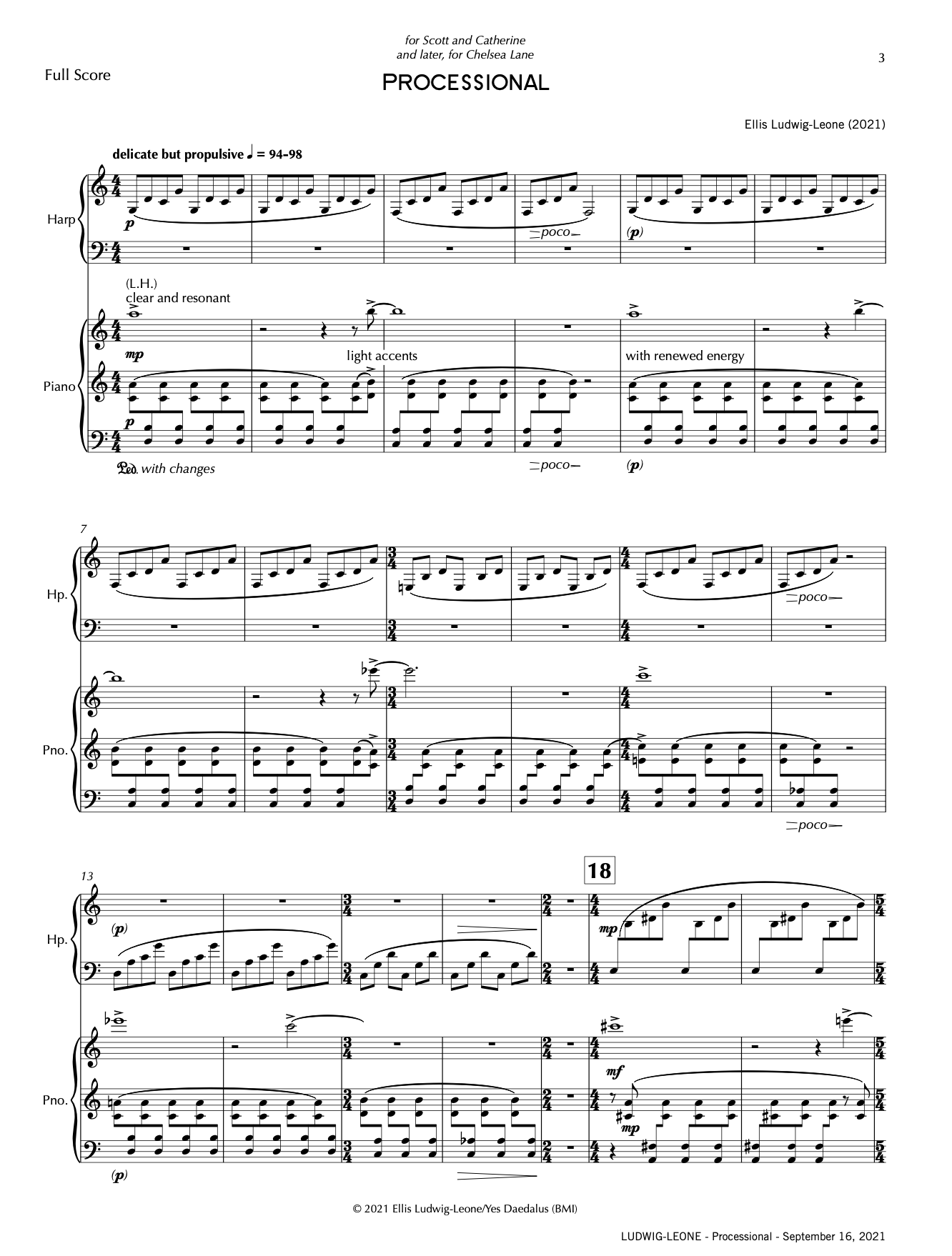 2 players: hp & pno - Processional