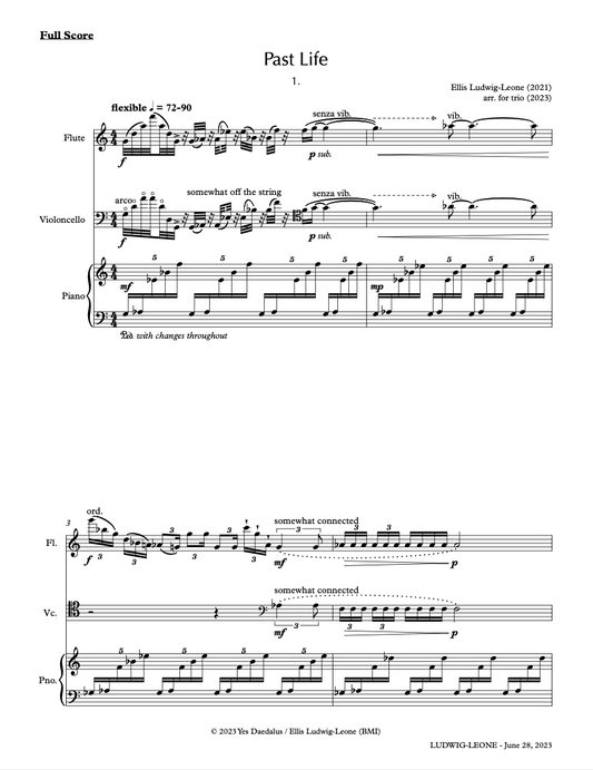 Chamber (3 players): Past Life (Flute, Cello, and Piano PDF edition)