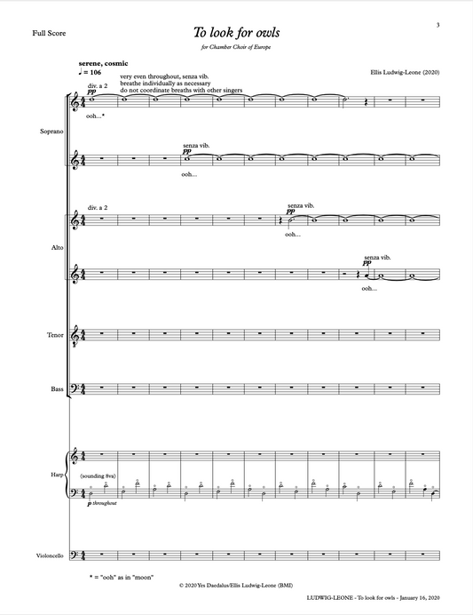 Voice (SATB): To Look for Owls (PDF edition)