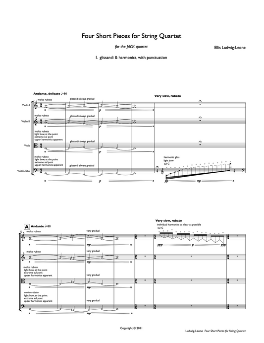 Chamber (4 players, string quartet): Four Short Pieces for String Quartet (PDF edition)