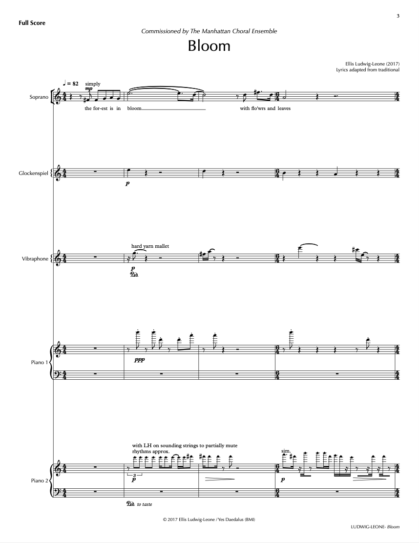 Voices: SATB, 2 perc, 2 pno - Bloom