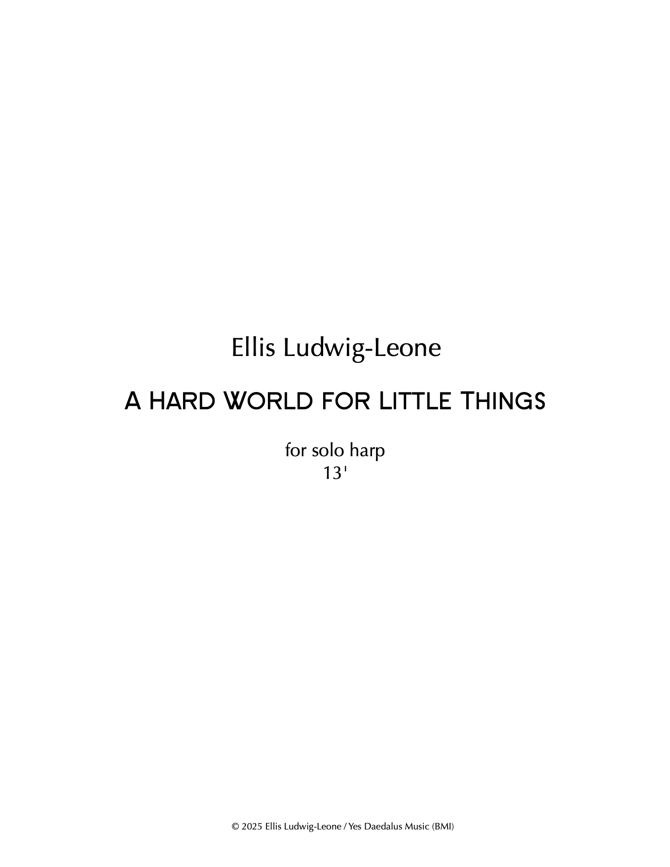 Solo: harp - A Hard World for Little Things