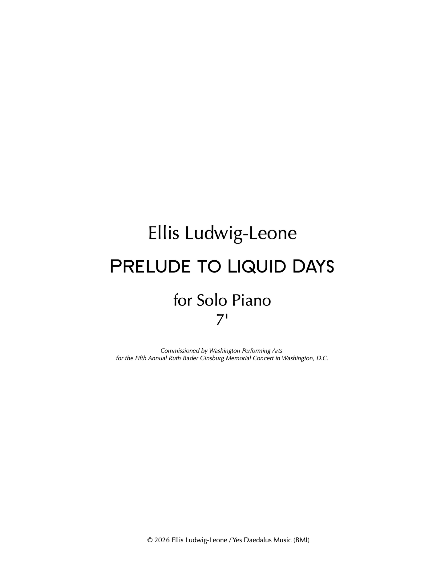 Solo: piano - Prelude to Liquid Days